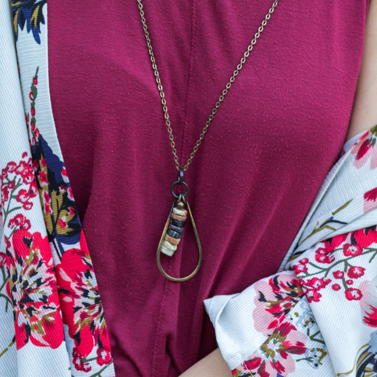 Banjara Antiqued Brass & Agate Necklace