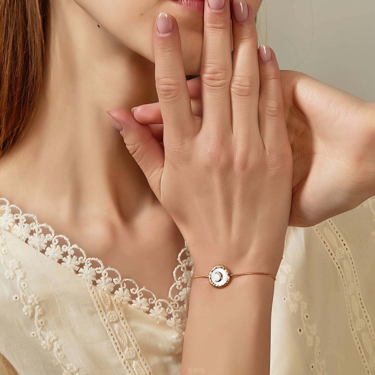 Crescent Moon Adjustable Gold Bracelet