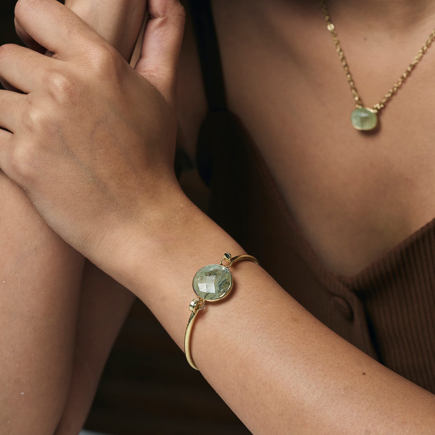 Prehnite Bangle Bracelet