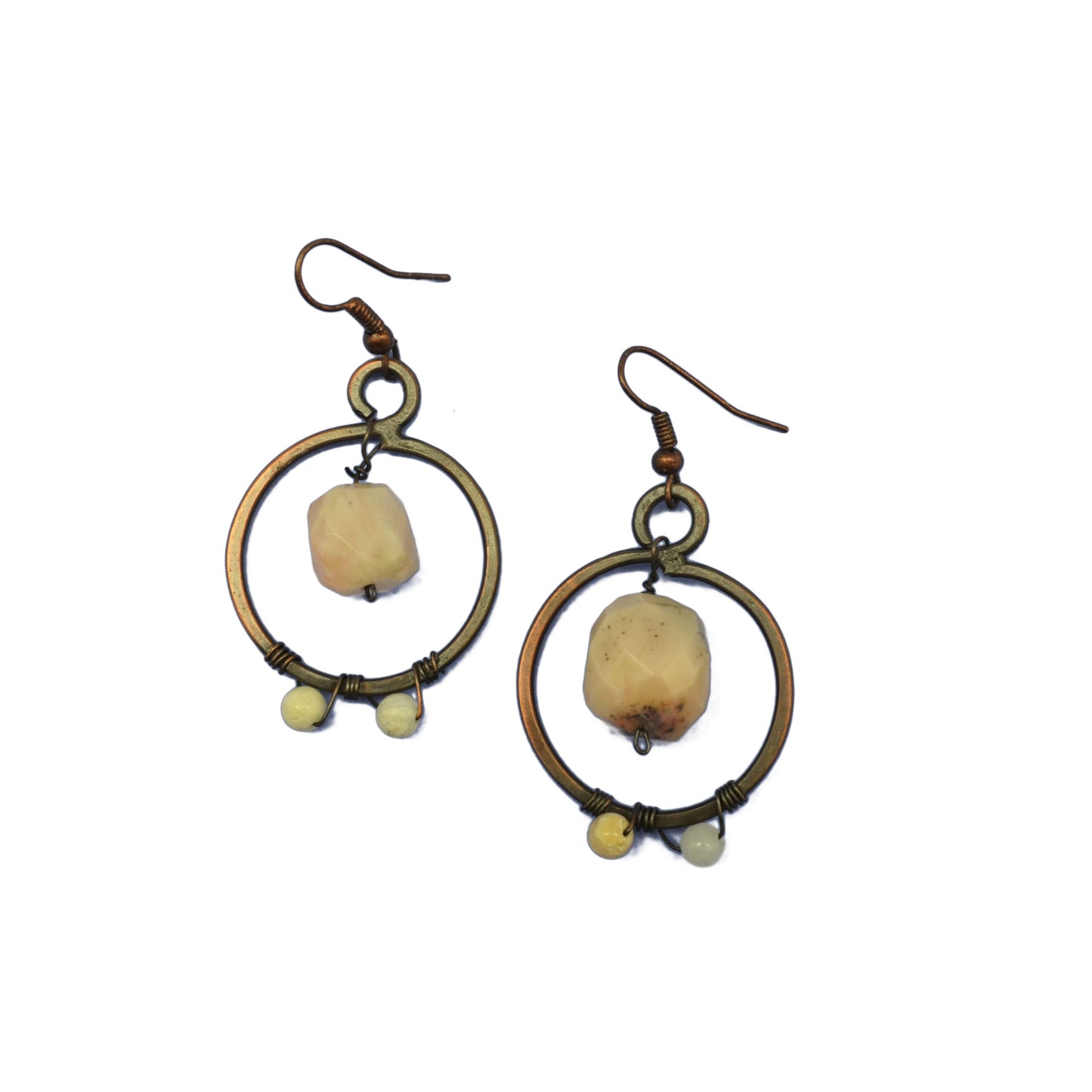 Pink Opal Circle Drop Earrings