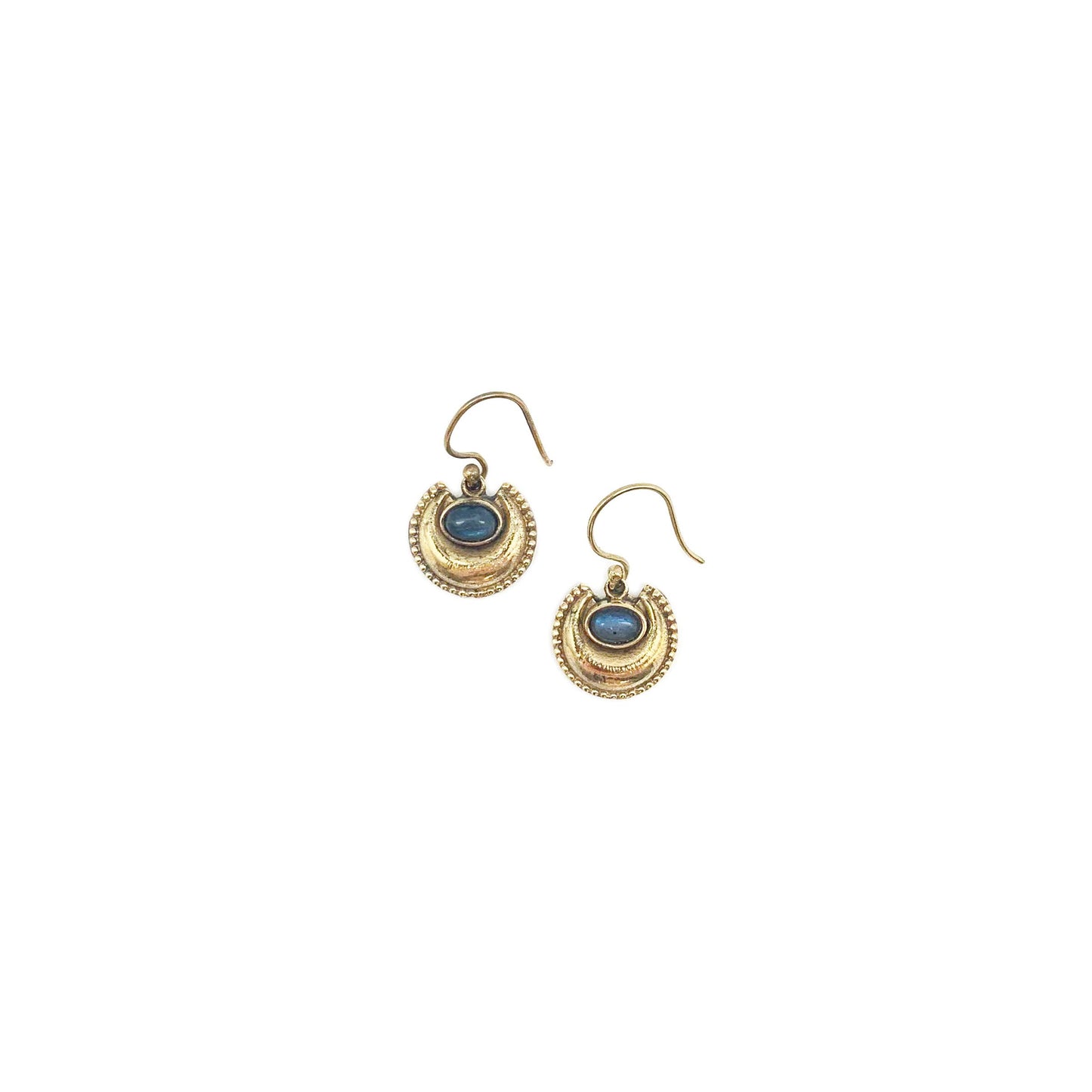 Tanvi Gold Crescent Moon Earrings with Labradorite