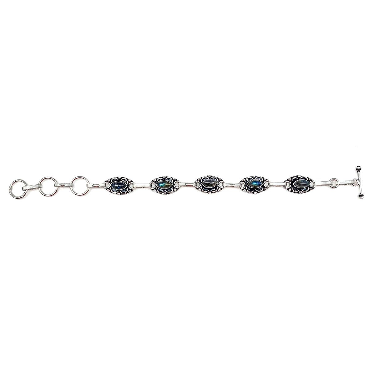 Tanvi Silver Link Bracelet – Labradorite Marquise