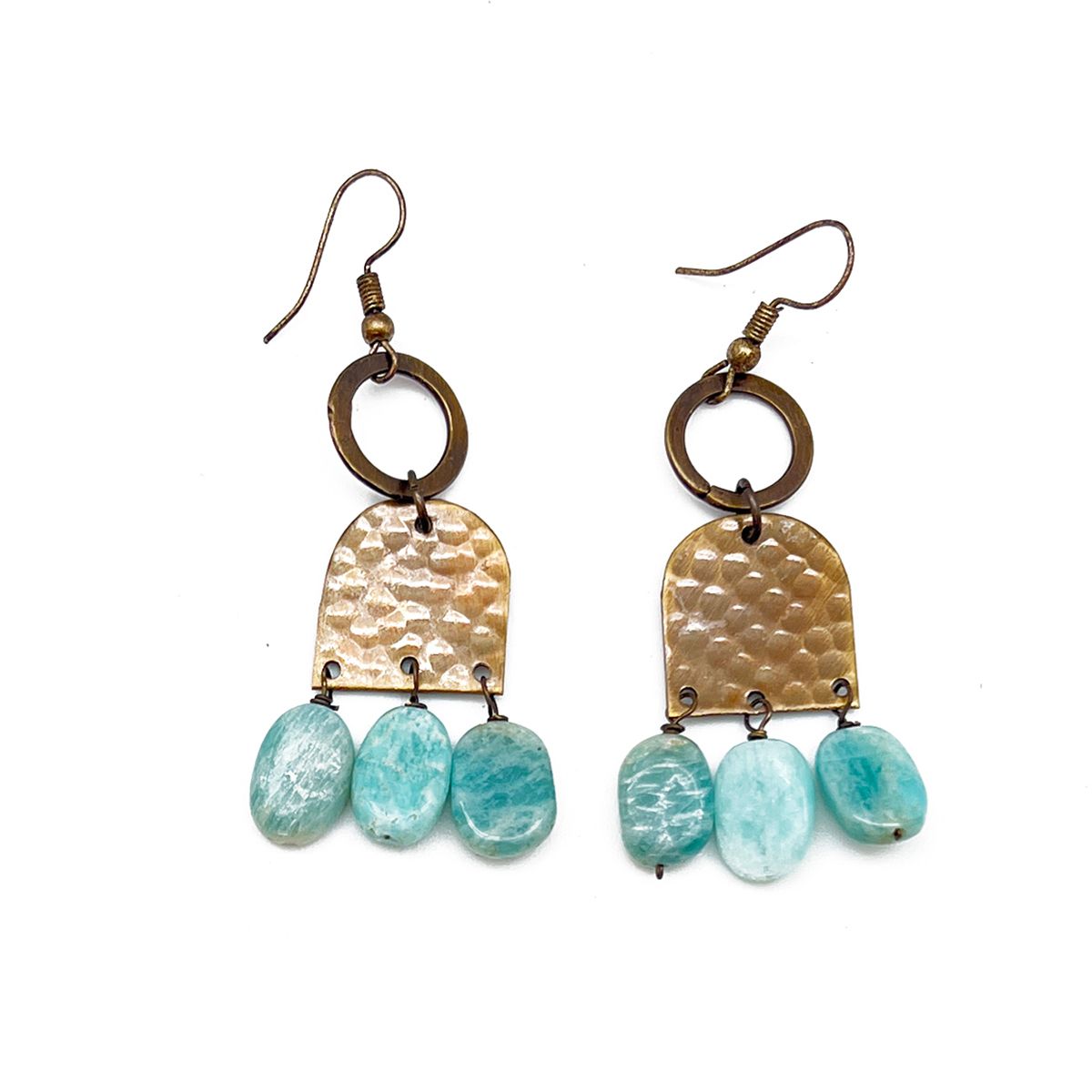 Hammered Brass and Amazonite