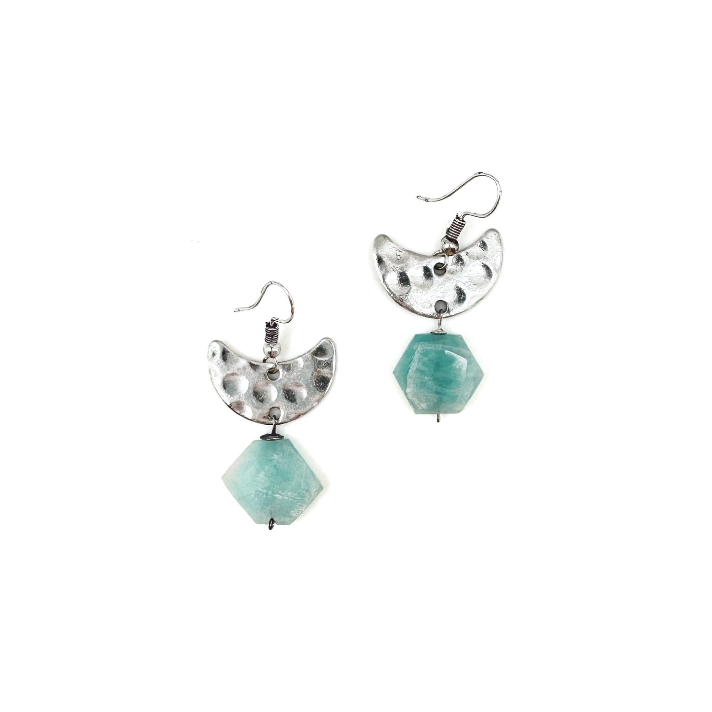 Banjara Amazonite & Silver Crescents Earrings
