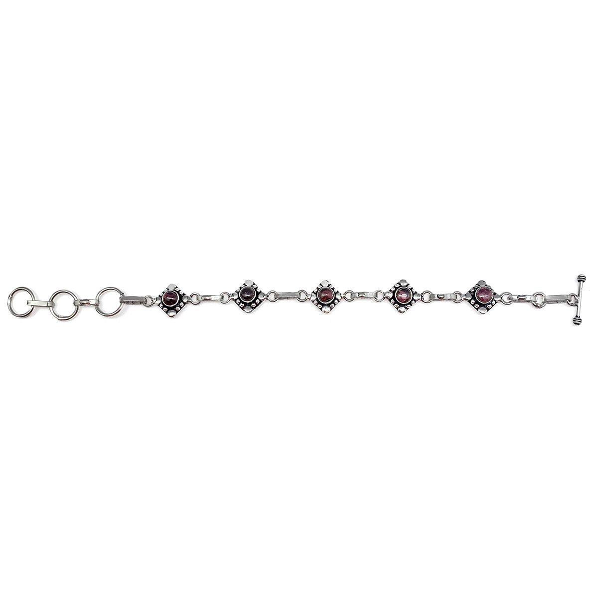 Tanvi Garnet Circles Silver Link Bracelet