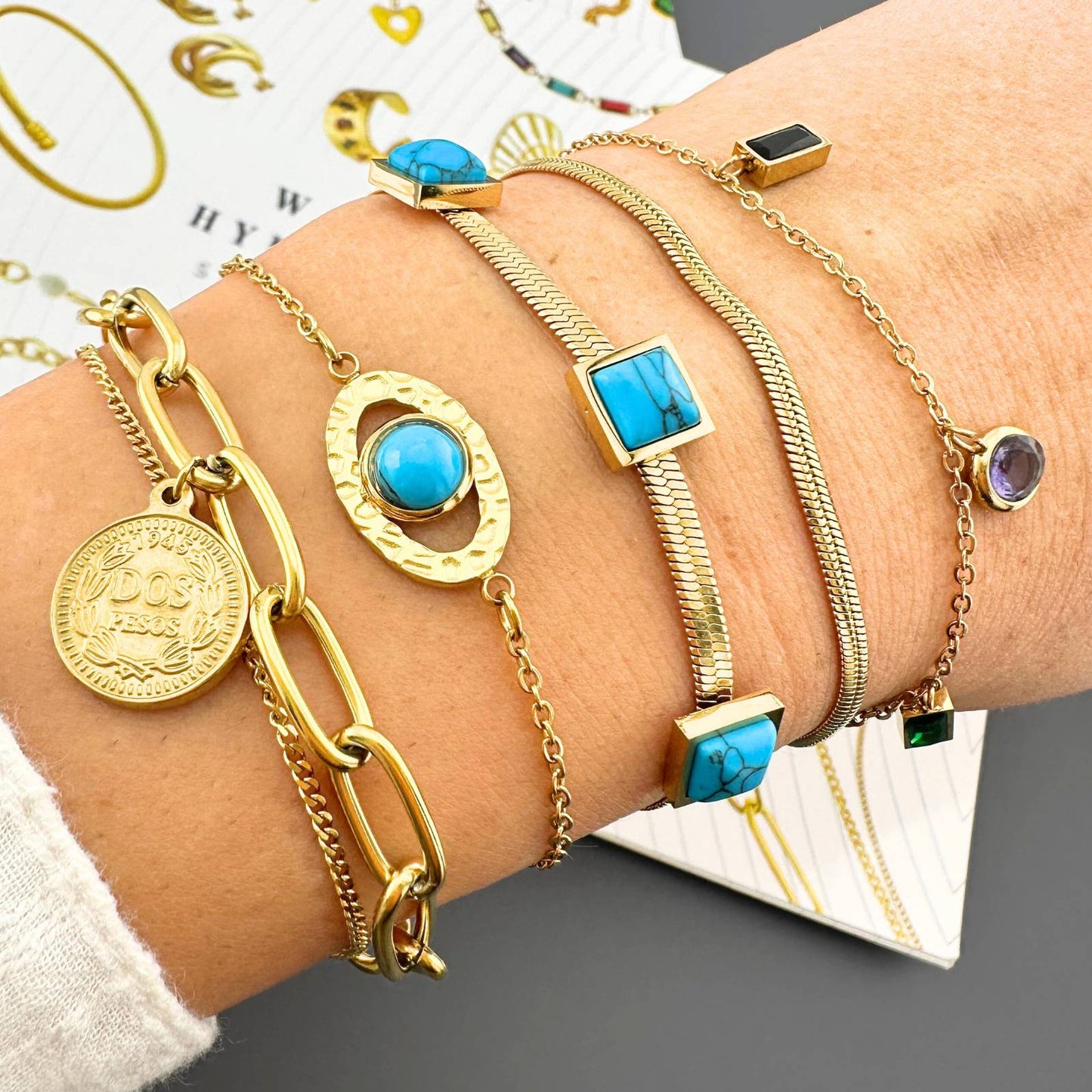 Evil Eye Faux Turquoise Bracelet