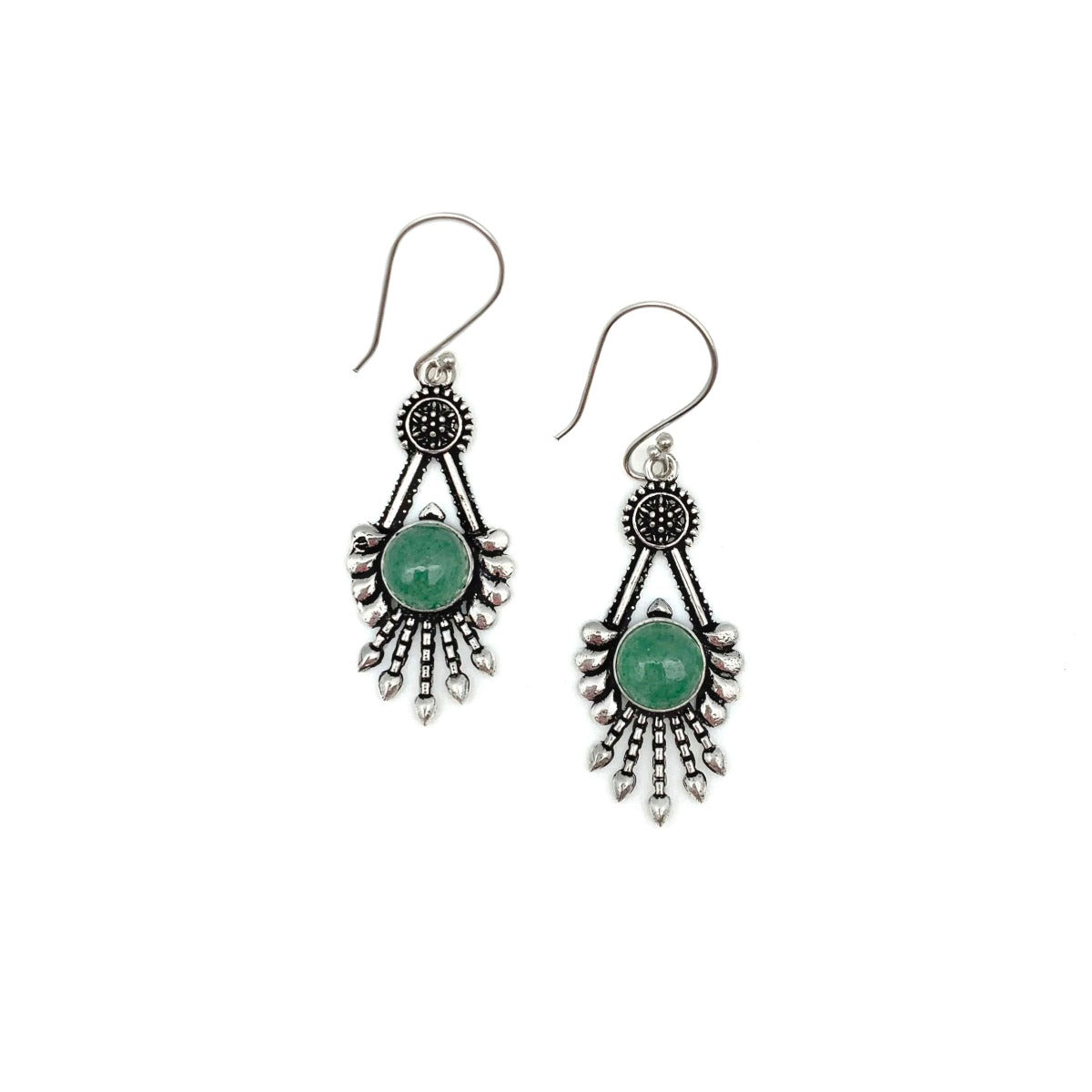 Tanvi Geometric Fringe Earrings – Aventurine