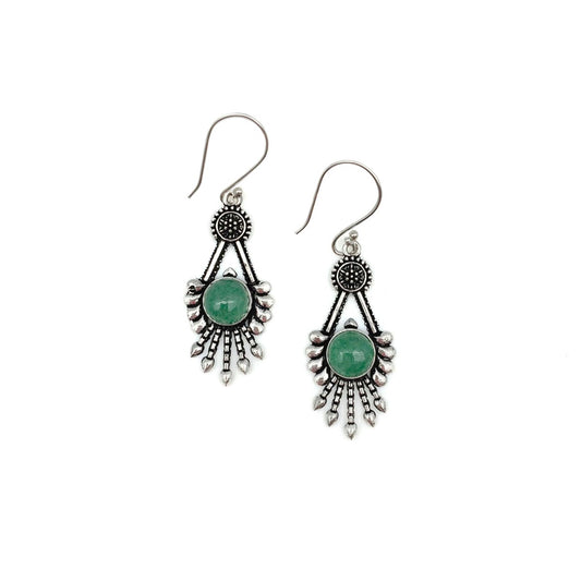 Tanvi Geometric Fringe Earrings – Aventurine